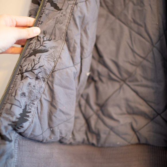 Gray Aritzia TNA Jacket with Black Doodle Drawings - Picture 3 of 7